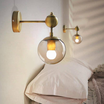 Applique murale rétro dorée avec boule en verre — LZ4X9T2