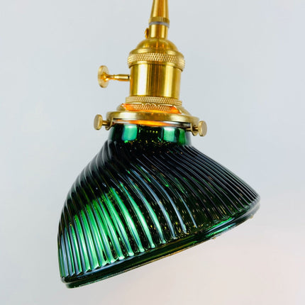 Suspension LED biforme vert et doré Dena