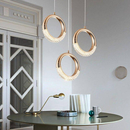 Suspension LED design avec anneau doré style Ring Light — LZ4X9P