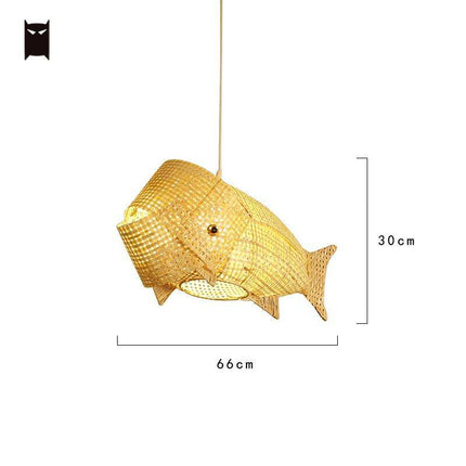Suspension LED en rotin forme poisson pour enfants — LZ4X9M2