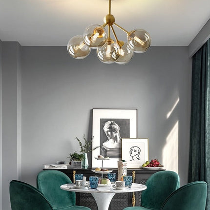 Lustre moderne LED en métal avec globes en verre Yue — LZ4X9P2Q