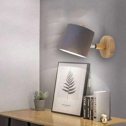 Applique murale LED en bois avec abat-jour arrondi coloré style nordique — LZ4X9T2