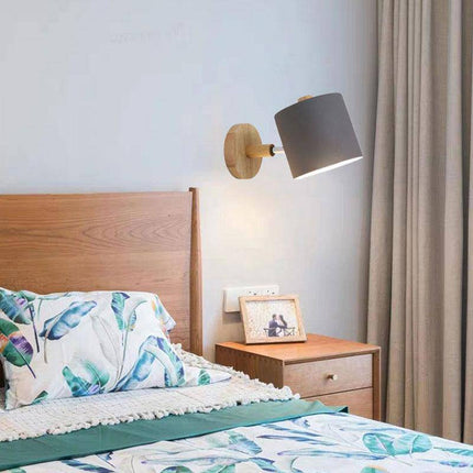 Applique murale LED en bois avec abat-jour arrondi coloré style nordique — LZ4X9T2