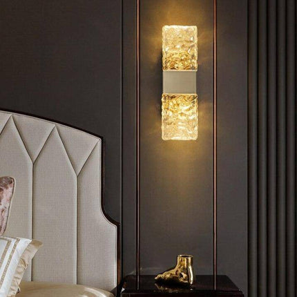 Applique murale LED en verre cristal avec cube doré style Loft — LZ4X9Q2