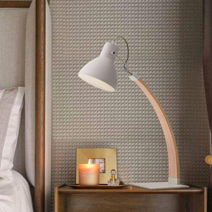 Lampe à poser LED en bois avec abat-jour métal style loft — LZ4QJ9