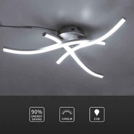 Plafonnier LED design en métal avec 3 barres courbées Teylor — LZ4X9M