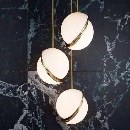 Suspension LED demi-sphère design en métal blanc style Phube — LZ4X9T1