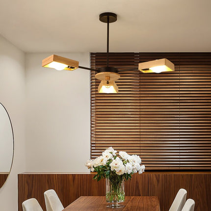 Lustre scandinave LED avec abat-jours en bois Rauwl — LZ4X9T2