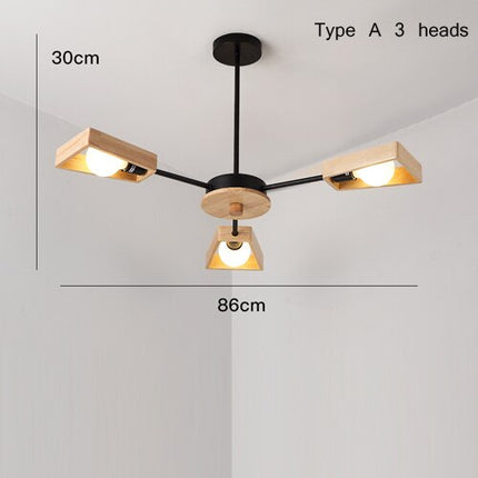 Lustre scandinave LED avec abat-jours en bois Rauwl — LZ4X9T2