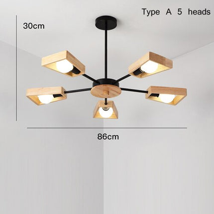 Lustre scandinave LED avec abat-jours en bois Rauwl — LZ4X9T2
