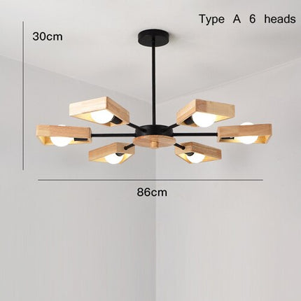 Lustre scandinave LED avec abat-jours en bois Rauwl — LZ4X9T2