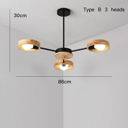 Lustre scandinave LED avec abat-jours en bois Rauwl — LZ4X9T2