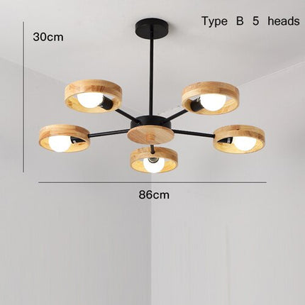 Lustre scandinave LED avec abat-jours en bois Rauwl — LZ4X9T2