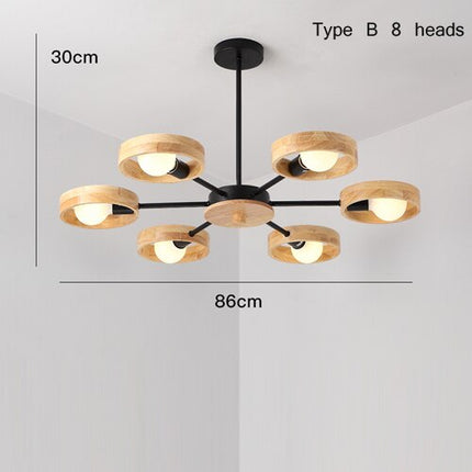 Lustre scandinave LED avec abat-jours en bois Rauwl — LZ4X9T2