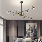 Noir - 6 ampoules avec barre horizontale / Dimmable