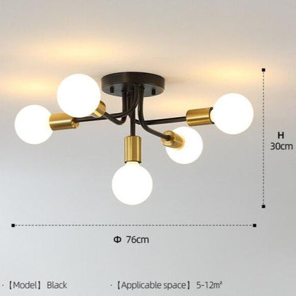 Plafonnier industriel en métal noué avec 5 ampoules Nido — LZ4X9T