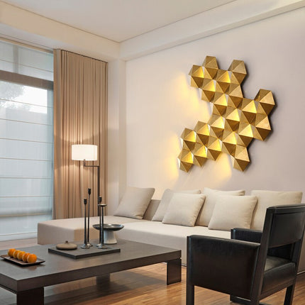 Applique murale moderne LED en forme de ruche dorée Zaida