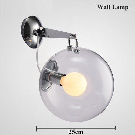 Applique murale industrielle argentée avec globe en verre Irantzu — LZ4X9P2Q
