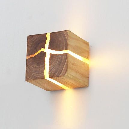 Applique murale LED cube en bois style scandinave Lymena — LZ4J9Q2