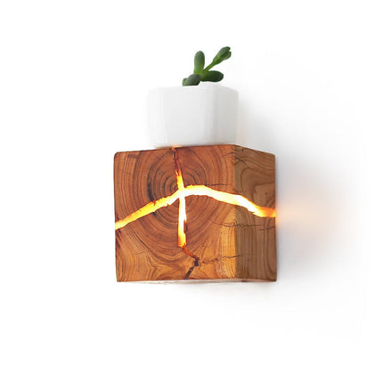 Applique murale LED cube en bois style scandinave Lymena — LZ4J9Q2
