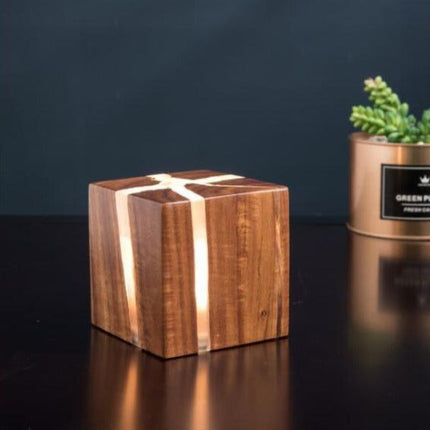 Applique murale LED cube en bois style scandinave Lymena — LZ4J9Q2