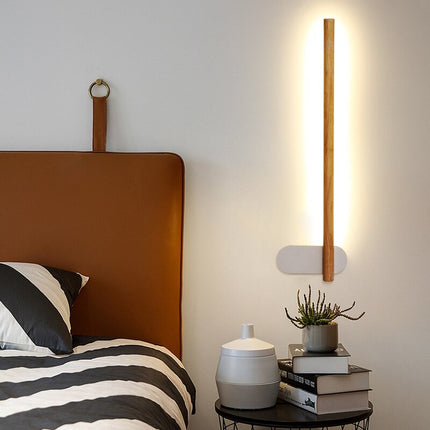 Applique murale LED rectangulaire en bois style scandinave Amane — LZ4X9T1