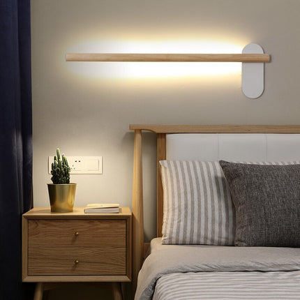 Applique murale LED rectangulaire en bois style scandinave Amane — LZ4X9T1