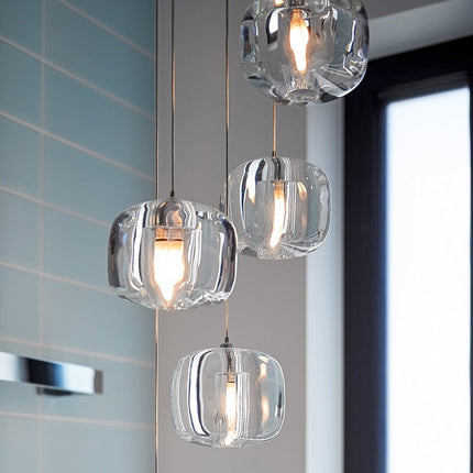 Suspension moderne LED forme de glaçon en cristal coloré Lua