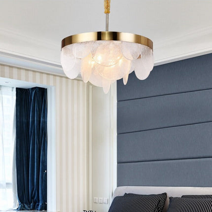 Lustre LED moderne doré avec cercle en verre blanc — LZ4P9XQ