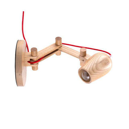 Applique murale LED ajustable en bois avec spot