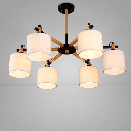 Lustre en bois avec abat-jour en tissu — LZ4X9P