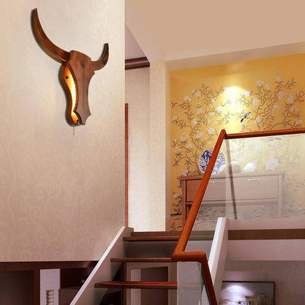 Applique murale LED en bois rétro forme tête de cerf — LZ4X9Q2