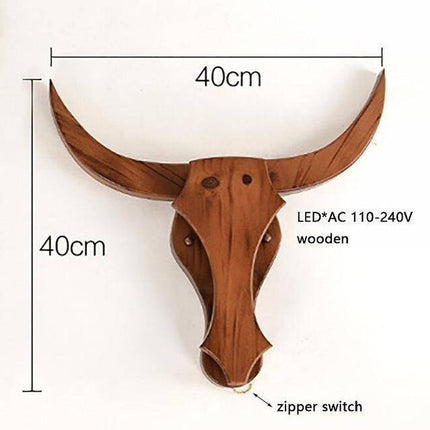 Applique murale LED en bois rétro forme tête de cerf — LZ4X9Q2