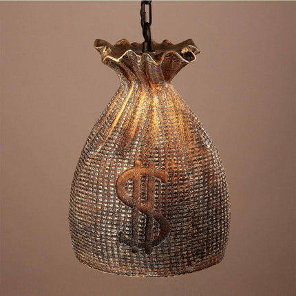 Suspension vintage en forme de sac d'or avec symbole dollar — LZ4X9M