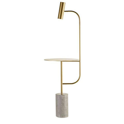 Lampadaire doré avec table et base en marbre design Phube — LZ4X9T2