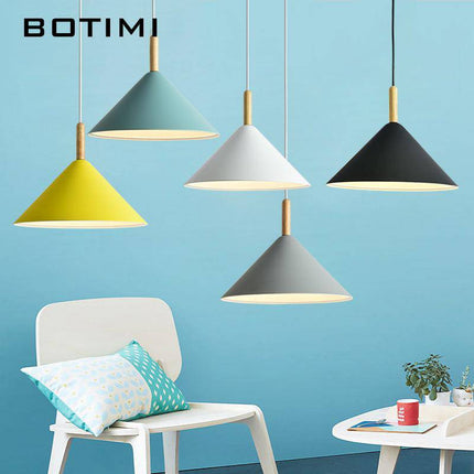 Suspension LED conique en bois et métal style Nordic — LZ4D7Q9
