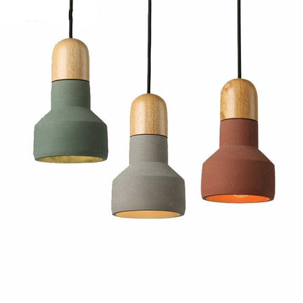 Suspension LED design en ciment et bois style nordique — LZ4P9XQ