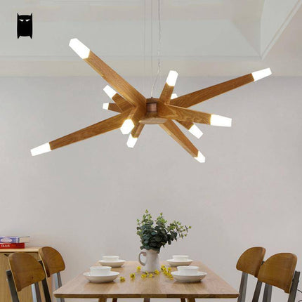 Lustre LED contemporain à branches en bois — LZ4X9P2