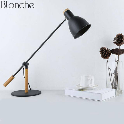 Lampe de bureau LED ajustable métal et bois noir ou blanc — LZ4X9P2