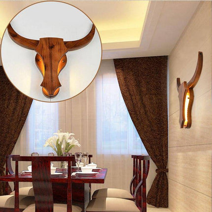 Applique murale LED en bois rétro forme tête de cerf — LZ4X9Q2