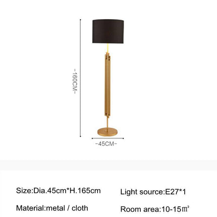 Lampadaire design doré avec abat-jour noir arrondi — LZ4X9T1