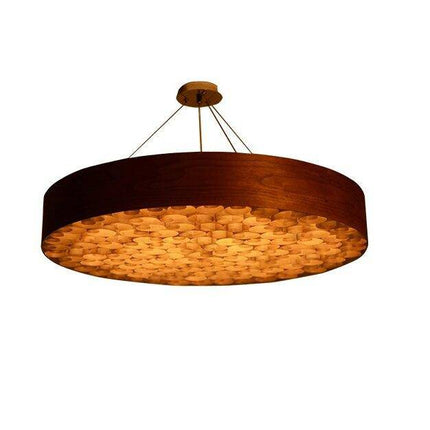 Suspension LED rétro cercle bois épais style lustre — LZ4D9XQ