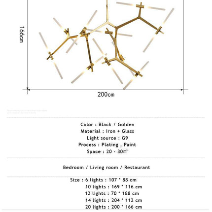 Lustre scandinave à branches tubulaires multiples — LZ4X9Q2
