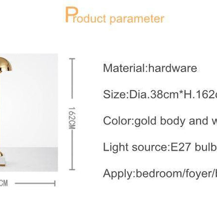 Lampadaire LED design en métal doré avec abat-jour sphérique — LZ4X9P2