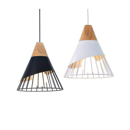 Suspension conique avec cage métallique et support en bois — LZ4X9P