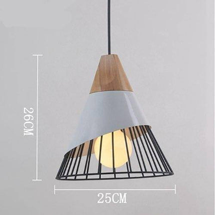 Suspension conique avec cage métallique et support en bois — LZ4X9P