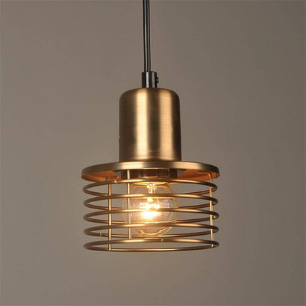 Suspension cage spirale finition dorée style loft rétro — LZ4N7Q2