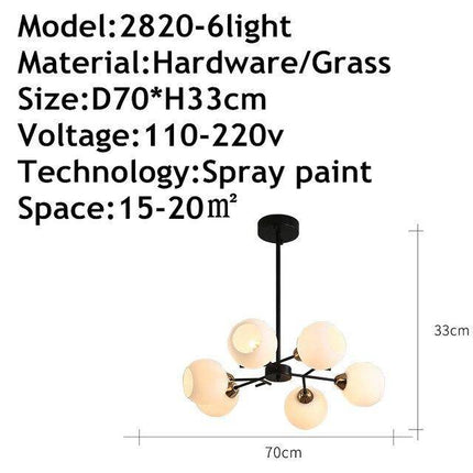 Lustre industriel à multiples globes en verre pour foyer — LZ4X9J