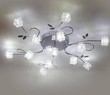 Plafonnier LED chromé avec cubes en verre design — LZ4X9T1