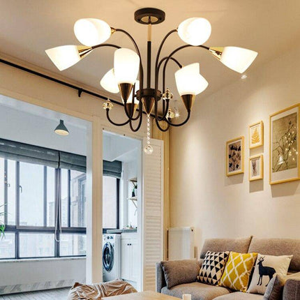 Lustre LED avec bras arrondis et abat-jours en verre Room — LZ4X9P2